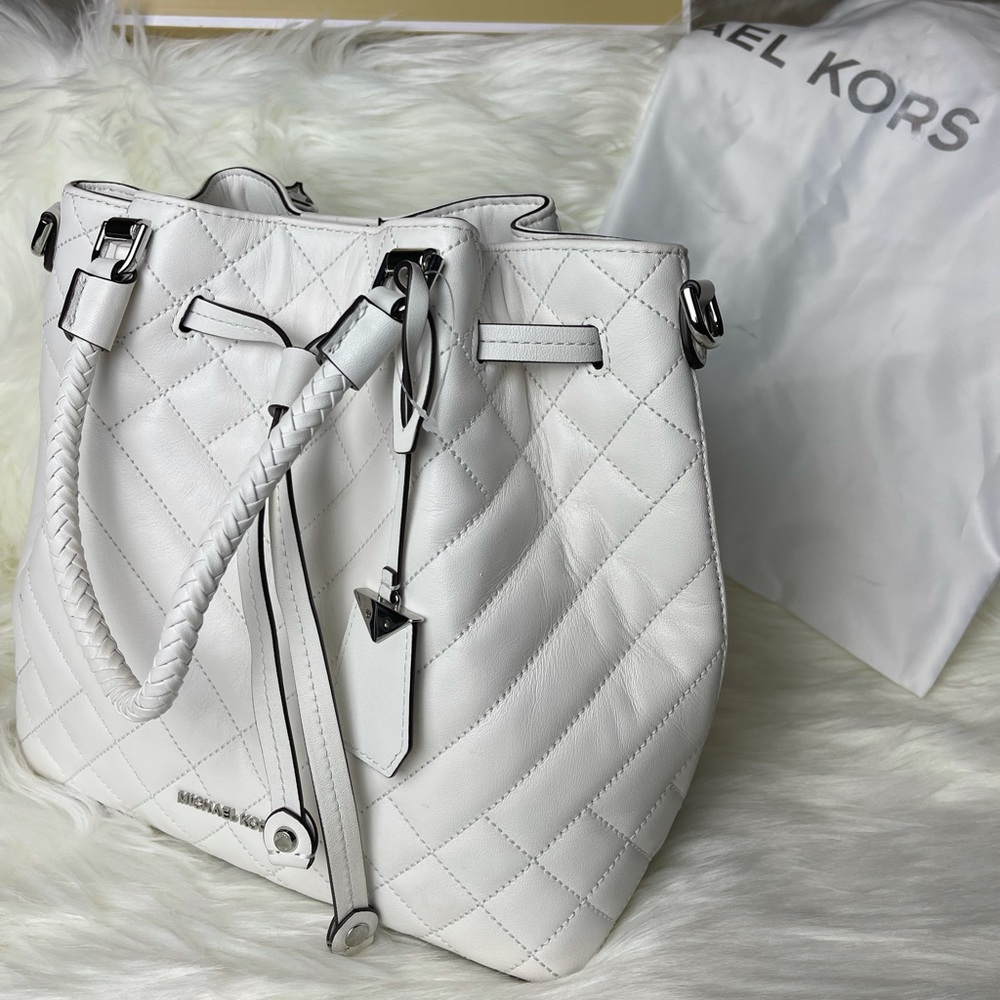 Michael Kors white leather handbag